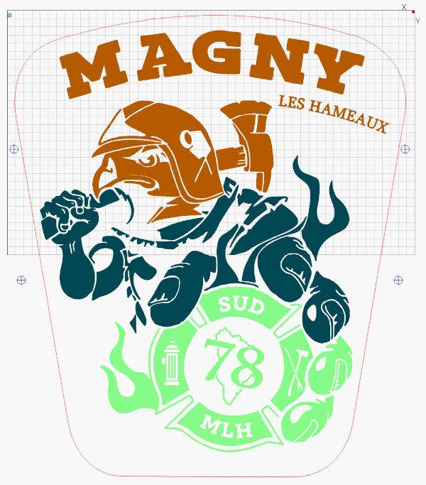 Découpage du logo en trois zones